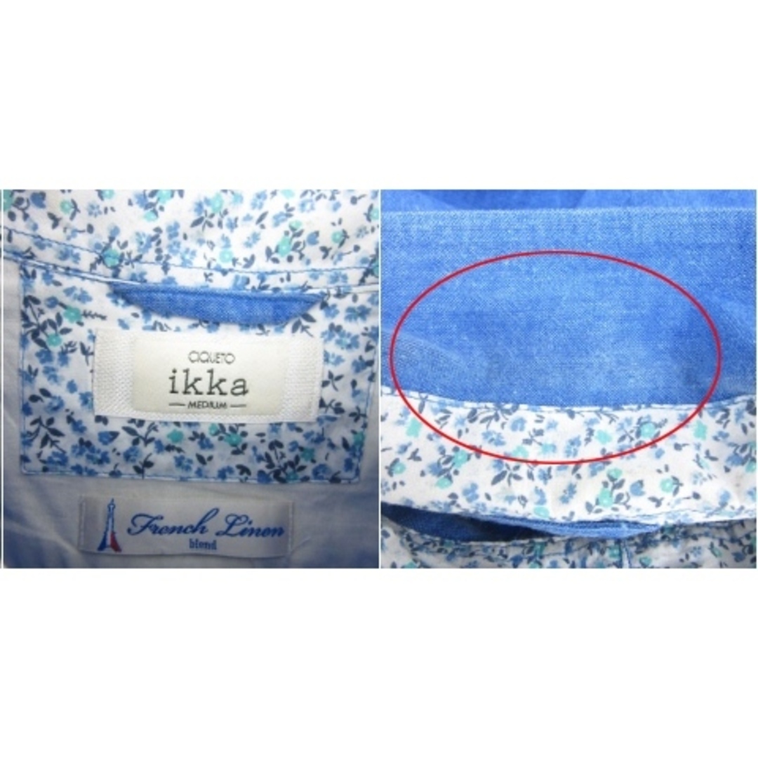 ikka(イッカ)のイッカ ikka カジュアルシャツ 七分袖 ボタンダウン リネン混 M ブルー メンズのトップス(シャツ)の商品写真