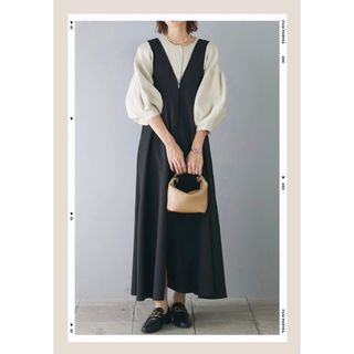 再入荷　エステルツイルZIPワンピース　ブラック　frene(ロングワンピース/マキシワンピース)