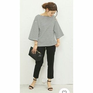 美品 ドゥーズィエムクラス wide-sleeve Tシャツ 洗える ボーダー