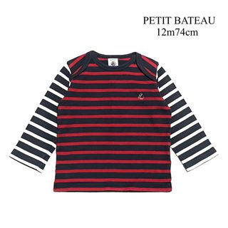 プチバトー(PETIT BATEAU)の《PETIT BATEAU》ボーダー切替／カットソー／12m74cm(シャツ/カットソー)