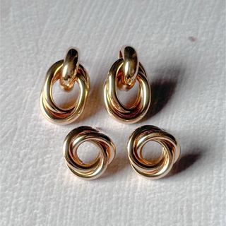 Knot pierce 2set gold No.1217