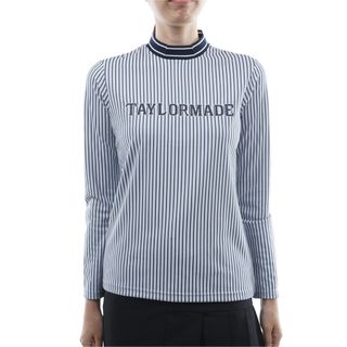 テーラーメイド(TaylorMade)の【美品】 Taylor Made ストライプ長袖モックネックシャツ S(ウエア)