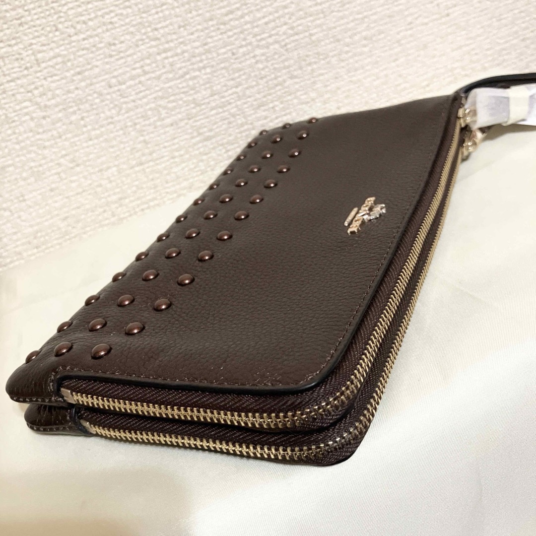 ☆タグ付き新品☆コーチ COACH 長財布 リベット スタッズ ダブルジップ