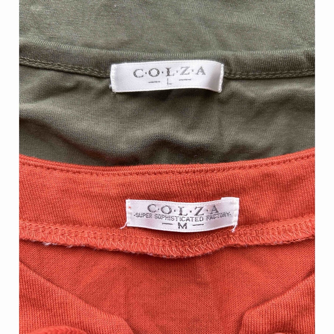 COLZA(コルザ)の新品　2枚セット　COLZA ハニーズ　Tシャツ　カーキ　オレンジ　レディース レディースのトップス(Tシャツ(半袖/袖なし))の商品写真