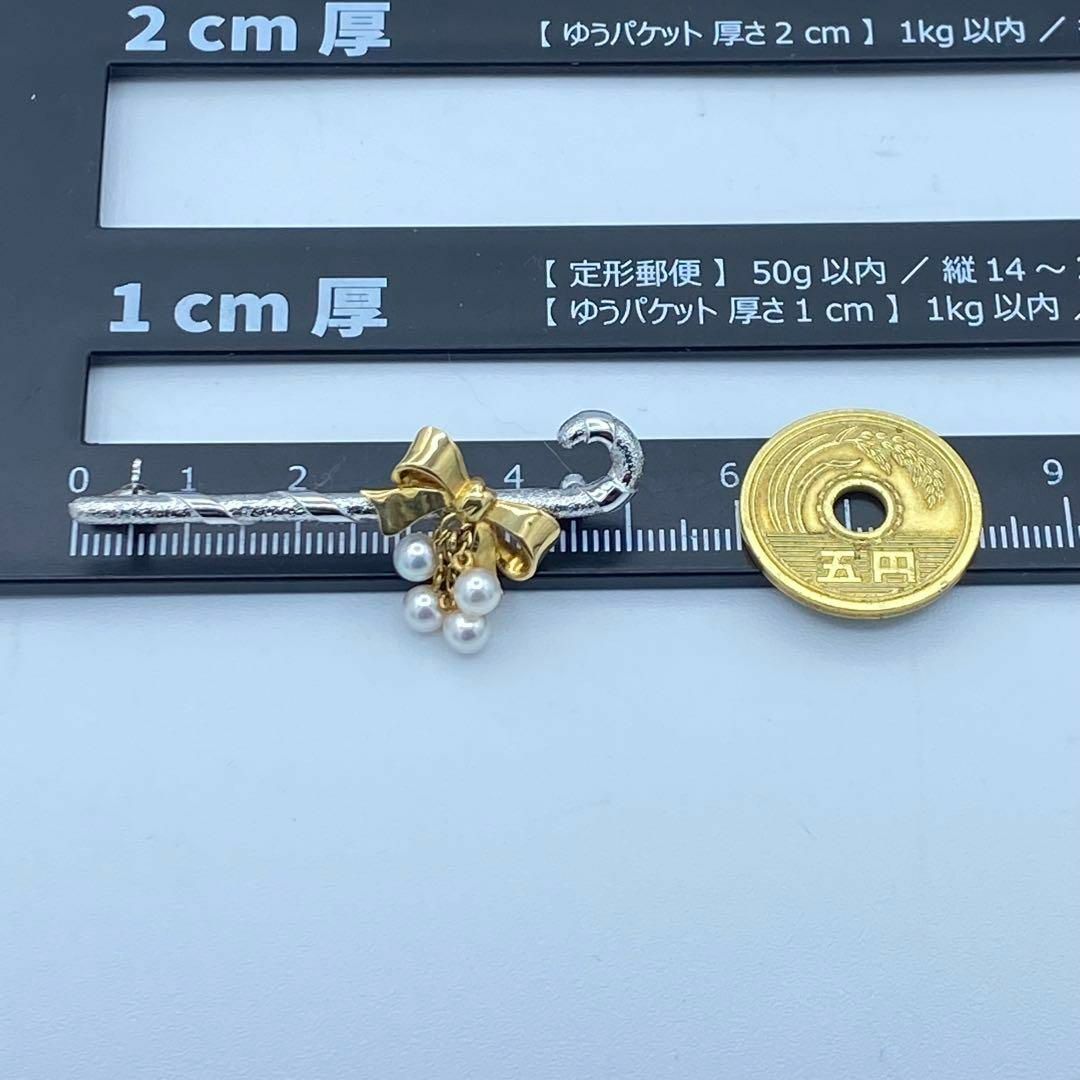 MIKIMOTO(ミキモト)の《希少　美品》　ミキモト　傘モチーフ　パール　ブローチ　K18YG  SV925 レディースのアクセサリー(ブローチ/コサージュ)の商品写真