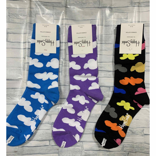 3足 ハッピーソックス 可愛いデザイン かわいい　happy socks雲柄(ソックス)