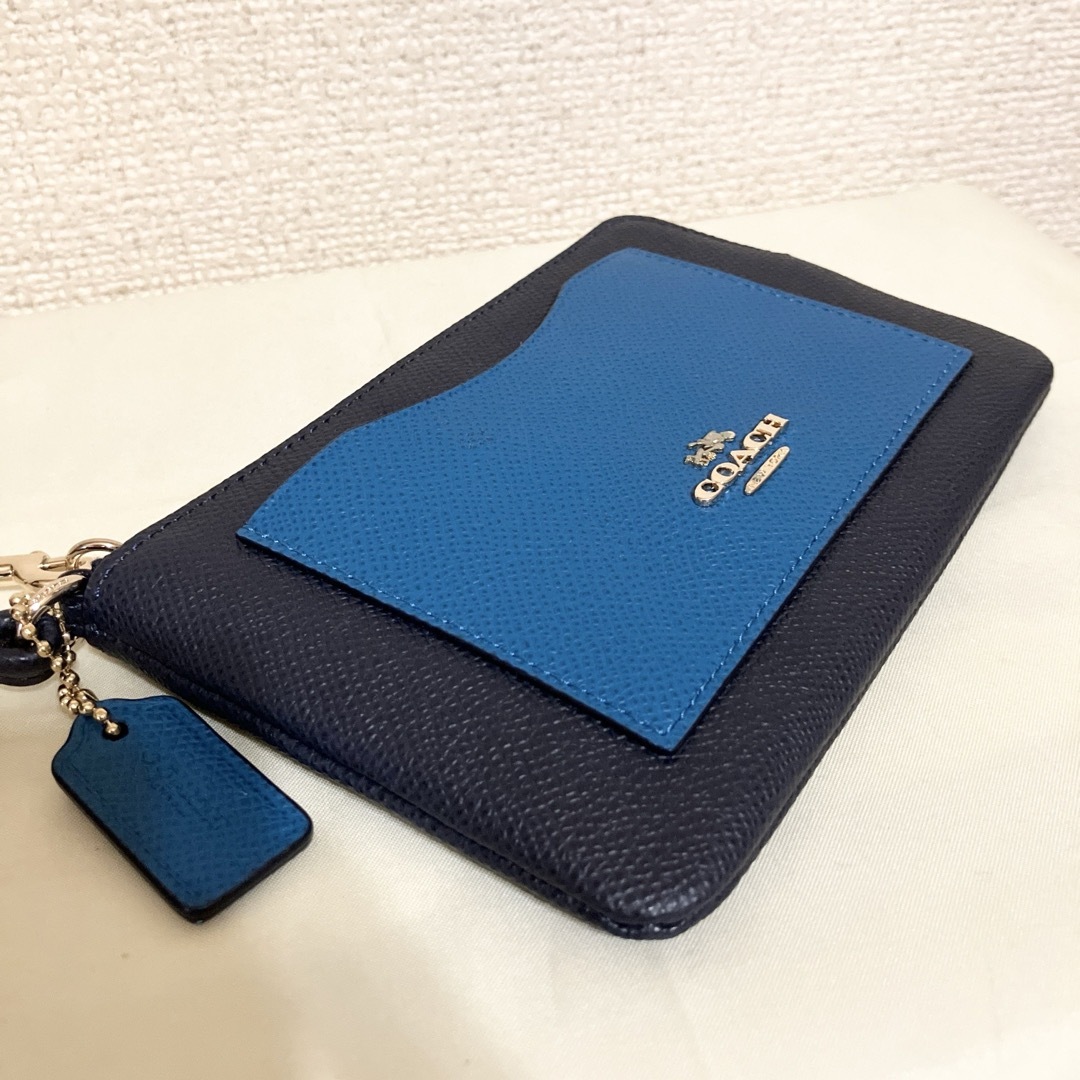 ☆未使用☆コーチ COACH レザー リストレット カラーブロック ブルー系