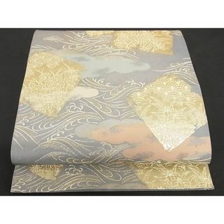 平和屋川間店■六通柄袋帯　色紙花鳥文　金糸　正絹　逸品　A-wj3180(帯)