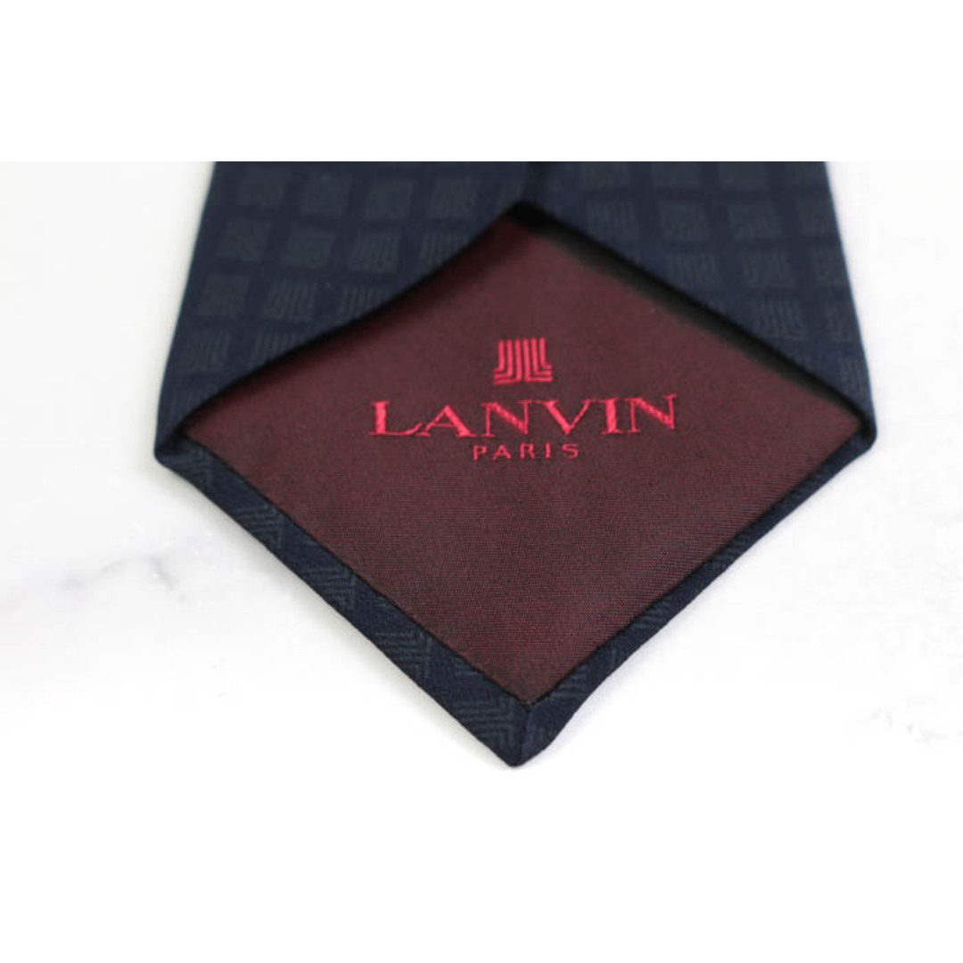 LANVIN(ランバン)のランバン ブランド ネクタイ ストライプ柄 格子柄 パネル柄 シルク フランス製 メンズ ネイビー LANVIN メンズのファッション小物(ネクタイ)の商品写真