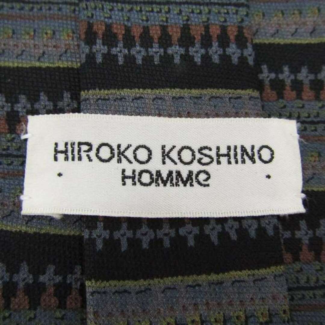 HIROKO KOSHINO(ヒロココシノ)のヒロココシノ ブランド ネクタイ ボーダー柄 幾何学模様 シルク メンズ ブラック HIROKO KOSHINO メンズのファッション小物(ネクタイ)の商品写真