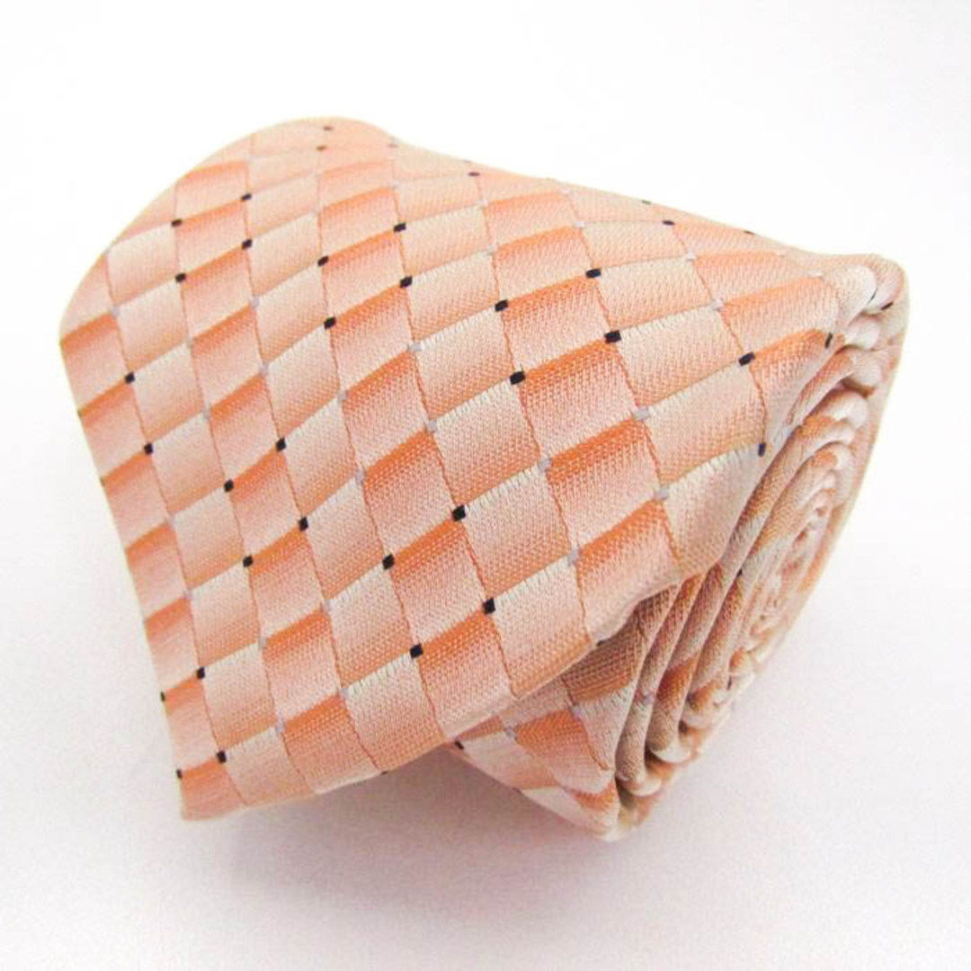 COMME CA DU MODE(コムサデモード)のコムサデモードメン ブランド ネクタイ チェック柄 格子柄 ドット シルク 日本製 メンズ オレンジ COMME CA DU MODE メンズのファッション小物(ネクタイ)の商品写真