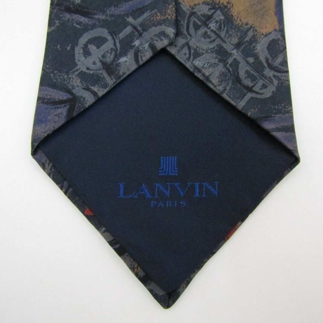 LANVIN(ランバン)のランバン ブランド ネクタイ 総柄 パネル柄 シルク フランス製 メンズ ネイビー LANVIN メンズのファッション小物(ネクタイ)の商品写真