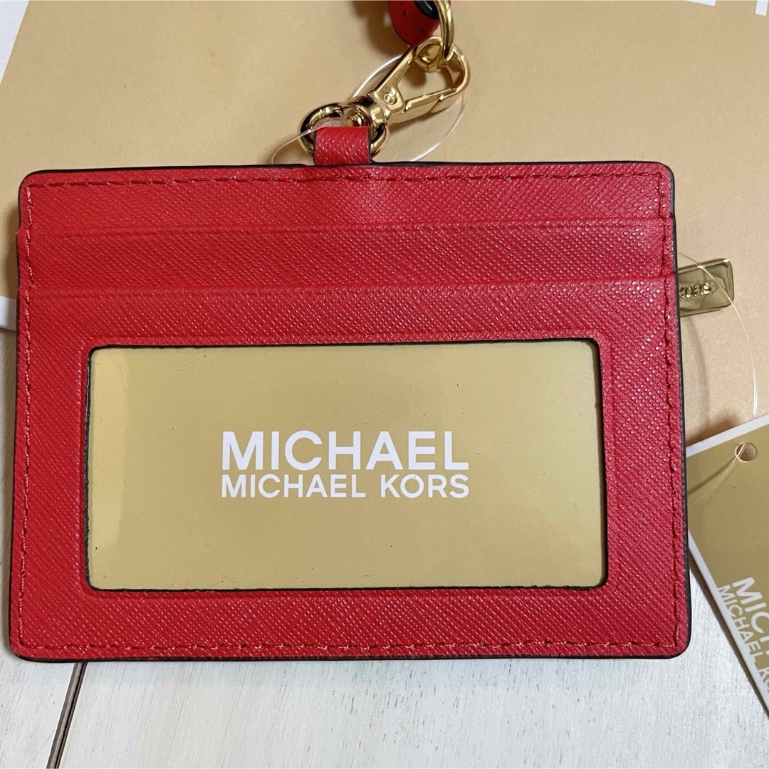 Michael Kors(マイケルコース)のマイケルコース　カードケース　赤　IDケース　パスケース　フラグメントケース レディースのファッション小物(パスケース/IDカードホルダー)の商品写真