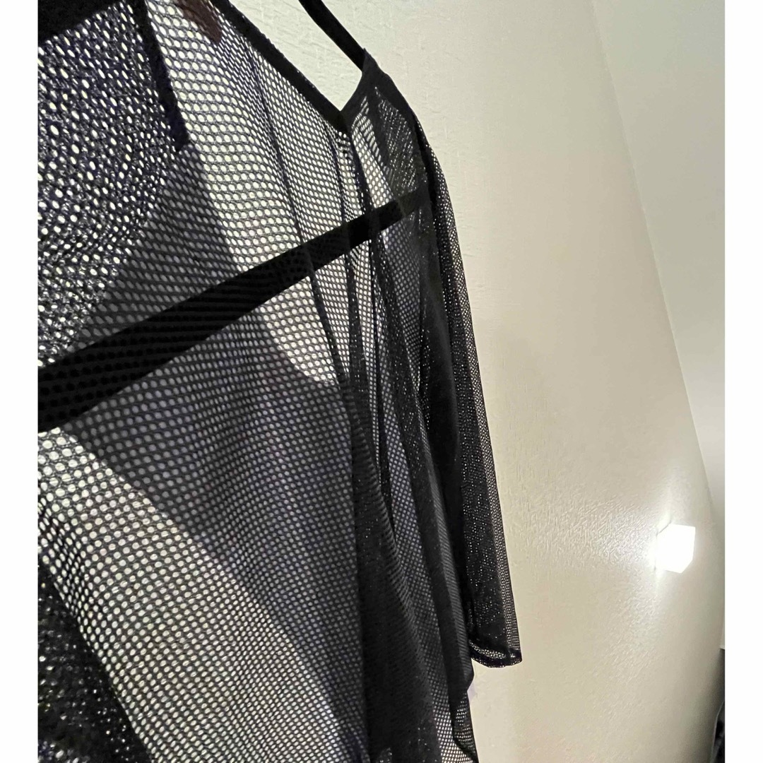 QFD トップス メッシュ ブラック パープル  ブラウス プルオーバー レディースのトップス(シャツ/ブラウス(半袖/袖なし))の商品写真