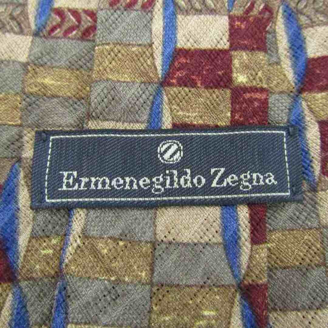 Ermenegildo Zegna(エルメネジルドゼニア)のエルメネジルドゼニア ブランド ネクタイ チェック柄 格子柄 幾何学模様 シルク メンズ ベージュ Ermenegildo Zegna メンズのファッション小物(ネクタイ)の商品写真