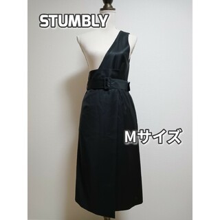 STUMBLY  スタンブリー 　ワンショルダーワンピース　黒　М　S(ロングワンピース/マキシワンピース)