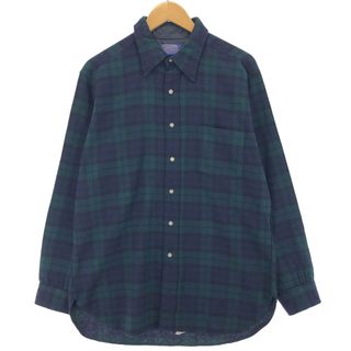 ペンドルトン(PENDLETON)の古着 70年代 ペンドルトン PENDLETON チェック柄 ブラックウォッチチェック ウールシャツ USA製 メンズL ヴィンテージ /eaa422423(シャツ)