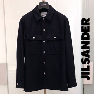 ジルサンダー(Jil Sander)の【極美品】JIL SANDER+ ウールシャツジャケット 48 ネイビー(シャツ)