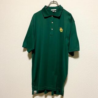 ヴィンテージ(VINTAGE)のアメリカ古着　PETER MILLAR 半袖　ポロシャツ　刺繍　グリーン　U22(ポロシャツ)