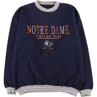 古着 90年代 TEAM EDITION NOTRE DAME ノートルダム大学 カレッジ キャラクタースウェットシャツ トレーナー USA製 メンズL 長袖 /eaa379912(スウェット)