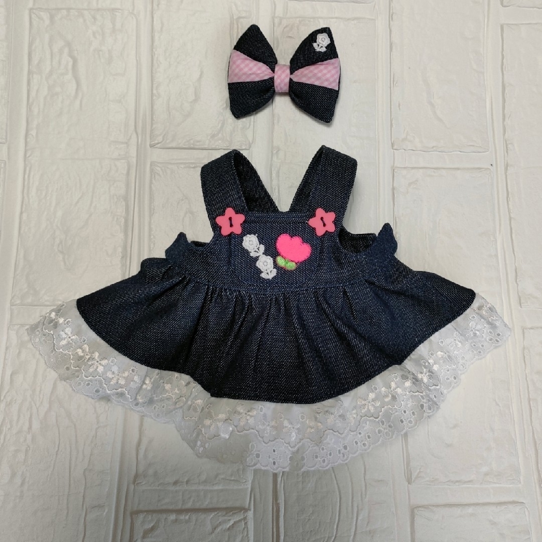 シェリーメイパペットサイズ用デニムのサロペットスカート ハンドメイドのぬいぐるみ/人形(その他)の商品写真