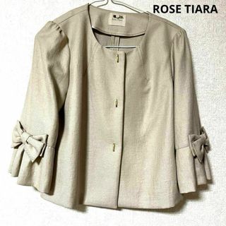 ローズティアラ(Rose Tiara)のROSE TIARA ジャケット 袖元 リボン オシャレ ジャケット　S(ノーカラージャケット)