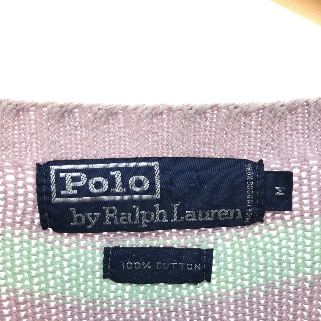 Ralph Lauren(ラルフローレン)の古着 ラルフローレン Ralph Lauren POLO by Ralph Lauren ボーダー柄 コットンニットセーター レディースM /eaa424237 レディースのトップス(ニット/セーター)の商品写真