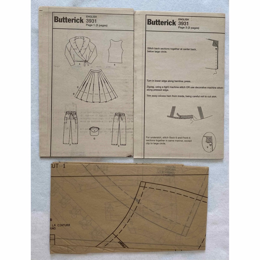 バービー 人形型紙　11 1/2 Doll  Butterick 3931 ハンドメイドの素材/材料(型紙/パターン)の商品写真