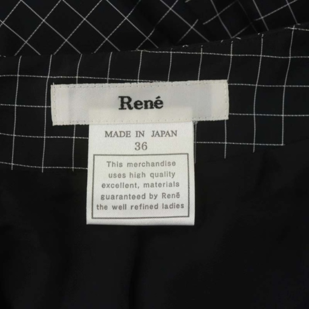 René(ルネ)のルネ Rene TISSUE バルーンスカート ひざ丈 チェック 36 黒 白 レディースのスカート(ひざ丈スカート)の商品写真