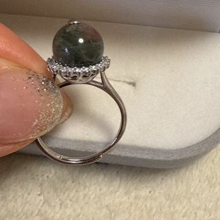 天然トルマリン　海水パールブローチ　アコヤ　天然色　本真珠　蝶真珠　上品指輪(リング(指輪))