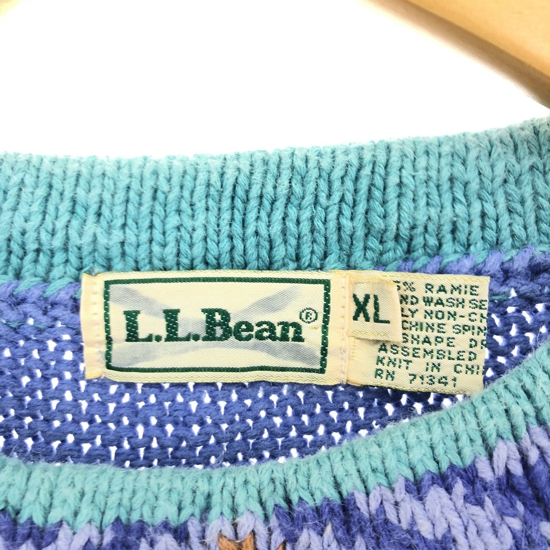 L.L.Bean(エルエルビーン)の古着 90年代 エルエルビーン L.L.Bean 総柄 リネンニットセーター レディースXL ヴィンテージ /eaa424149 レディースのトップス(ニット/セーター)の商品写真