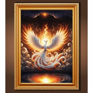 『幸運を招く神秘的な鳳凰』額縁付きグラフィック・スピリチュアルアート(置物)