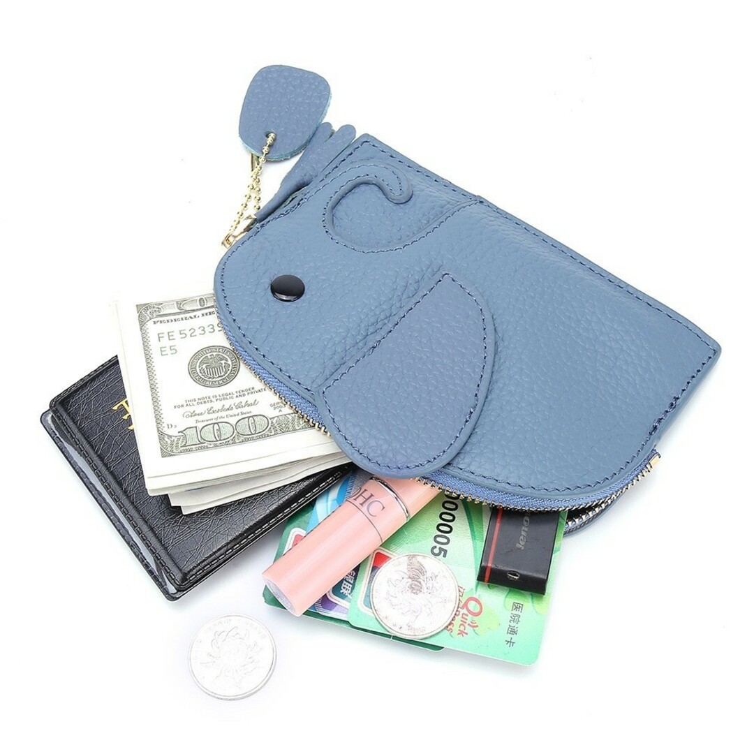 薄型 軽量 像さん ミニ財布 小銭入れ カードケース キーケース 水色 レディースのファッション小物(コインケース)の商品写真