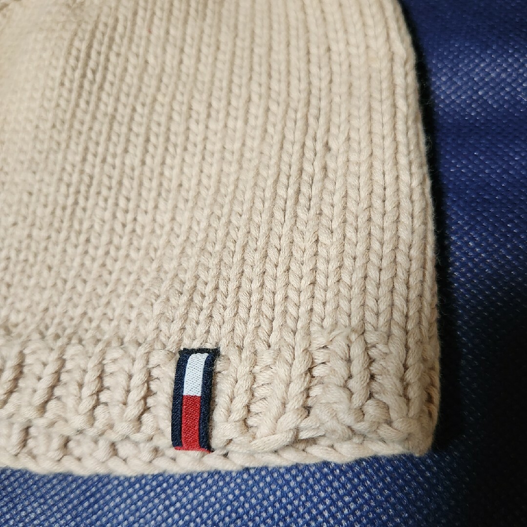 TOMMY HILFIGER(トミーヒルフィガー)の【美品】☆Tommygirl☆ ニットキャップ 綿100% ベージュ レディースの帽子(ニット帽/ビーニー)の商品写真