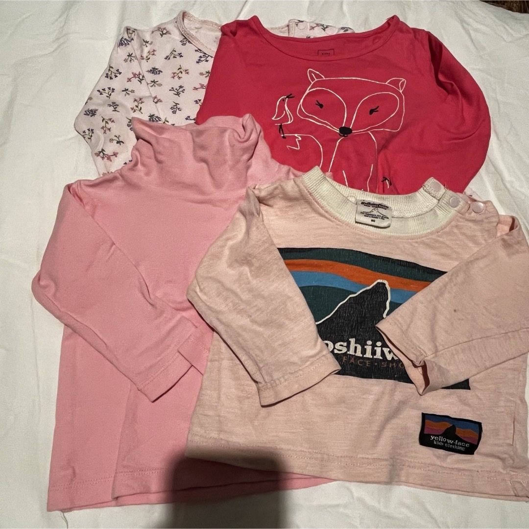 babyGAP(ベビーギャップ)のbaiya80女の子長袖ロンティーハイネックピンクまとめ売りギャップ秋冬ユニクロ キッズ/ベビー/マタニティのベビー服(~85cm)(Ｔシャツ)の商品写真