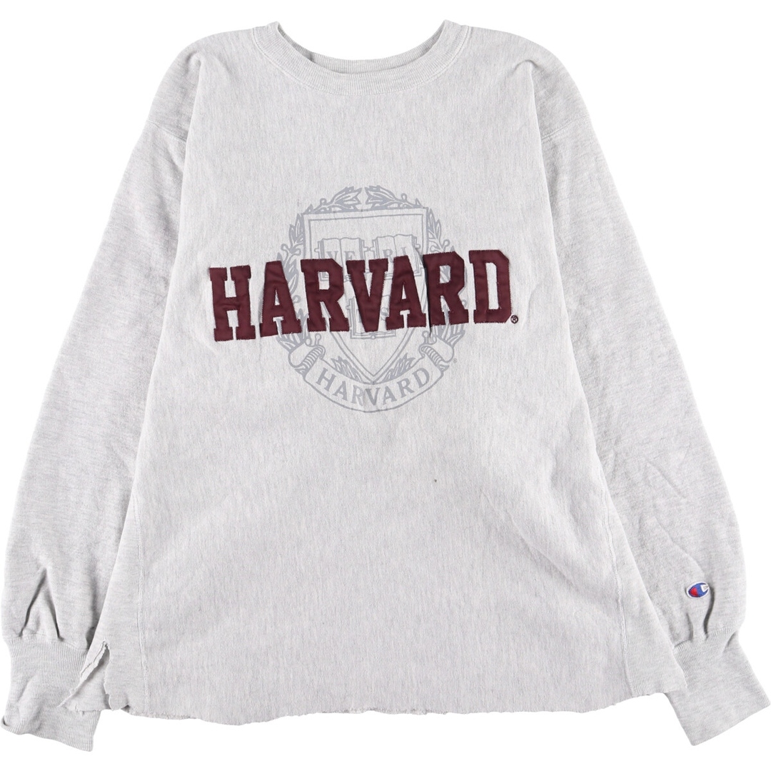 Champion(チャンピオン)の古着 90年代 チャンピオン Champion REVERSE WEAVE リバースウィーブ 刺繍タグ HARVARD ハーバード大学 カットオフ カレッジスウェットシャツ トレーナー レディースXXL ヴィンテージ /eaa423554 レディースのトップス(トレーナー/スウェット)の商品写真