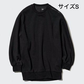 ユニクロ(UNIQLO)の【美品】UNIQLO ドライスウェットクルーシャツ　ブラック(トレーナー/スウェット)