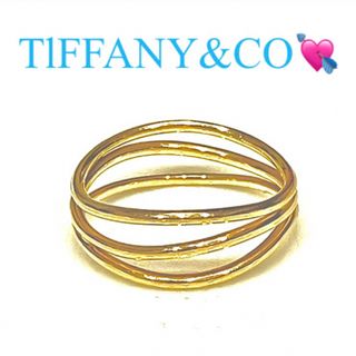 ティファニー(Tiffany & Co.)の美品★ティファニー★K18YG★エルサペレッティ★ウェーブ★リング★3ロウ★(リング(指輪))