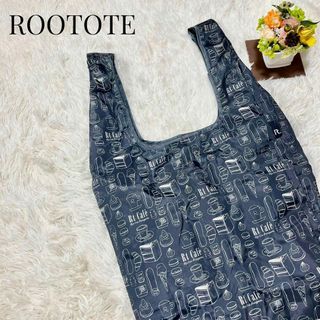 【大人気アイテム◎】ROOTOTE 巾着仕様エコバッグ ブラック 総柄