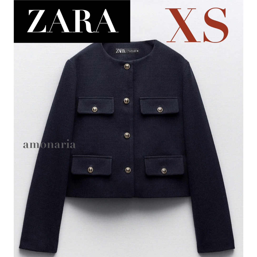 ZARA(ザラ)の【4/14まで限定出品＊新品】ZARA フラップクロップドジャケット ジャケット レディースのジャケット/アウター(ノーカラージャケット)の商品写真