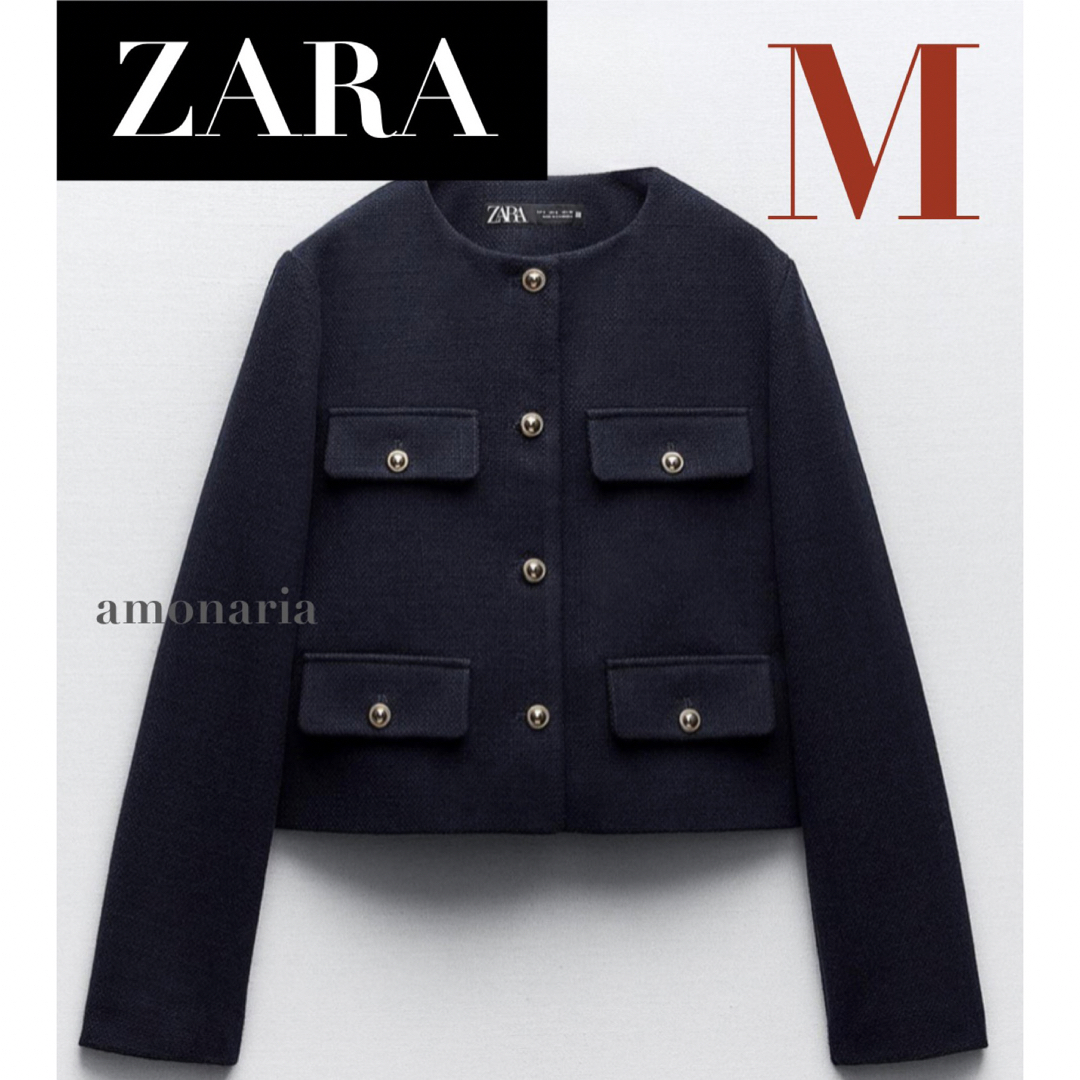 ZARA - 【新品】ZARA フラップクロップドジャケット ノーカラー