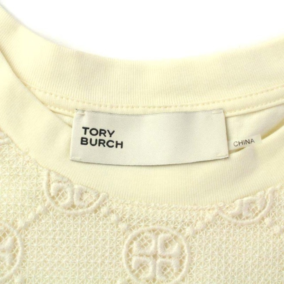 Tory Burch(トリーバーチ)のトリーバーチ ワンピース チュニック 半袖 総柄 ロゴ 刺繍 S 白 レディースのワンピース(ひざ丈ワンピース)の商品写真
