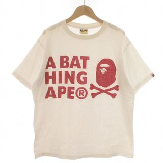 アベイシングエイプ(A BATHING APE)のA BATHING APE Tシャツ カットソー 半袖 ロゴプリント M 白(Tシャツ/カットソー(半袖/袖なし))