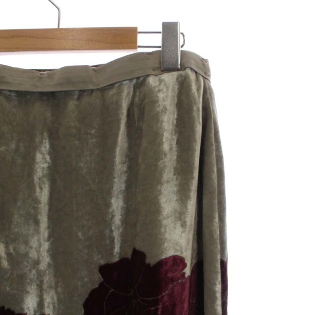 ETRO(エトロ)のエトロ フレアスカート シルク混 ベロア ひざ丈 44 L グレー ワインレッド レディースのスカート(ひざ丈スカート)の商品写真