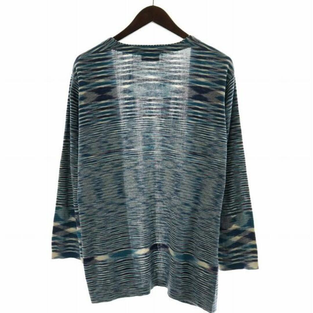 MISSONI(ミッソーニ)のミッソーニ MISSONI カーディガン 前開き 長袖 ボーダー柄 M 青 白 メンズのトップス(カーディガン)の商品写真