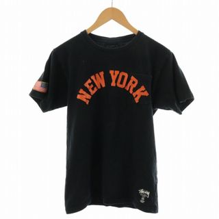 ステューシー(STUSSY)のSTUSSY Tシャツ カットソー 半袖 ロゴ ニューヨーク プリント S 黒(Tシャツ/カットソー(半袖/袖なし))