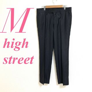 ハイストリート(HIGH STREET)のハイストリート M ストレートパンツ きれいめ オフィスカジュアル  ブラック(カジュアルパンツ)