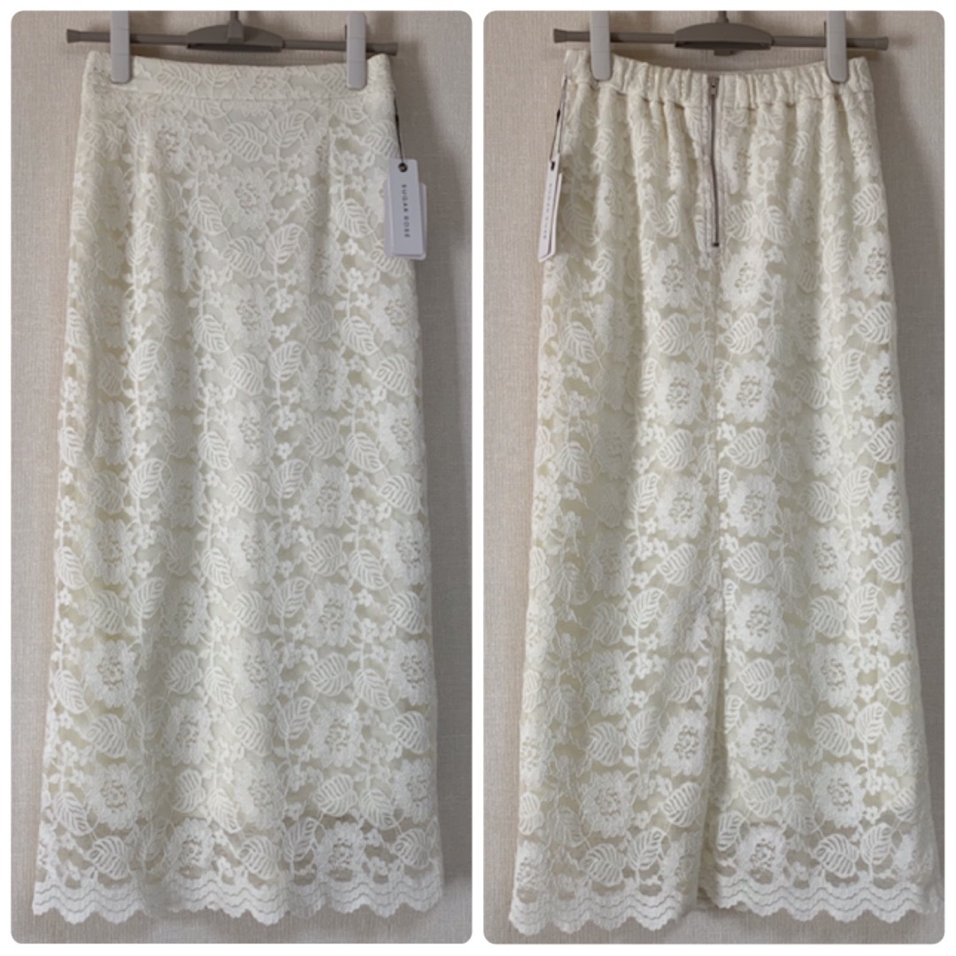 Sugar Rose(シュガーローズ)の【新品タグ付】SUGAR ROSE総レースロングスカート　白　フリーサイズ レディースのスカート(ロングスカート)の商品写真
