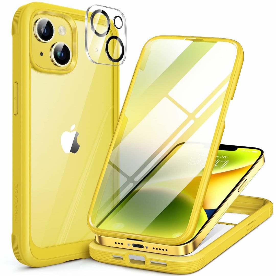 【色: イエロー】Miracase iPhone14ケース スマホケース iph スマホ/家電/カメラのスマホアクセサリー(その他)の商品写真