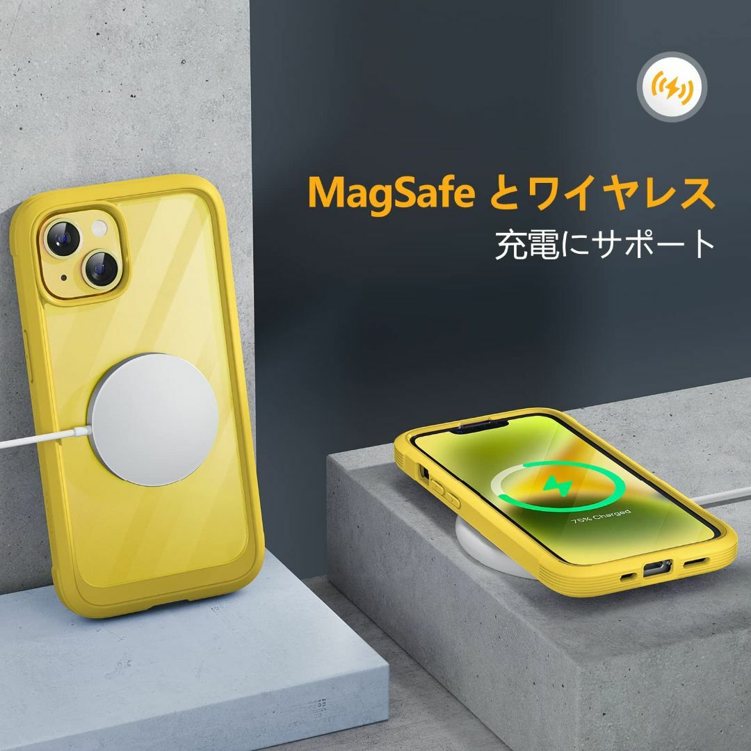 【色: イエロー】Miracase iPhone14ケース スマホケース iph スマホ/家電/カメラのスマホアクセサリー(その他)の商品写真